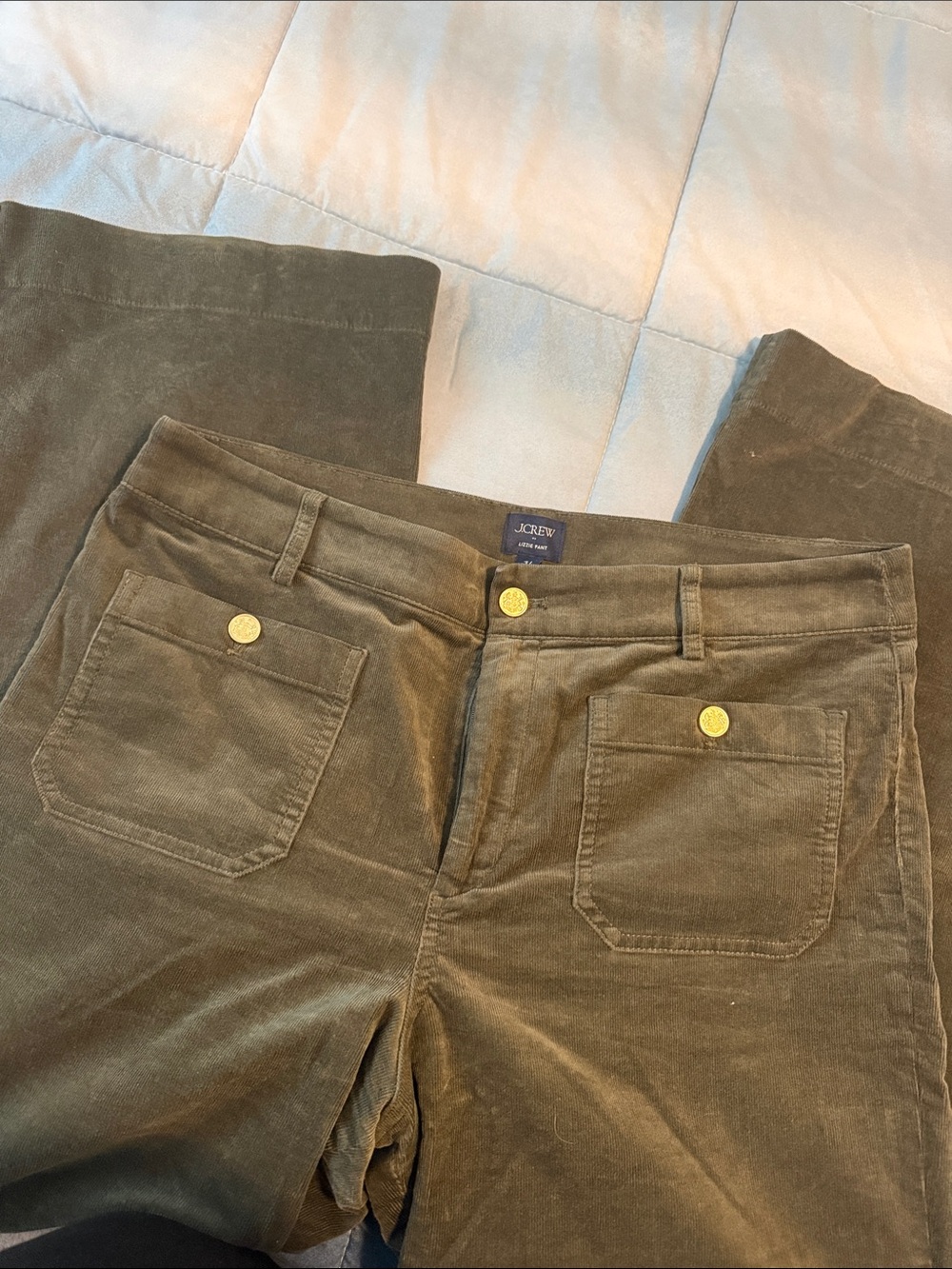 J. Crew Olive Green Corduroy Straight-Leg Jeans